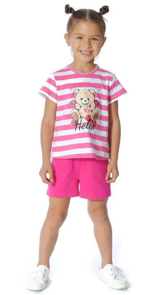 Футболка для девочки (30-57924 фуксия ( полоска))