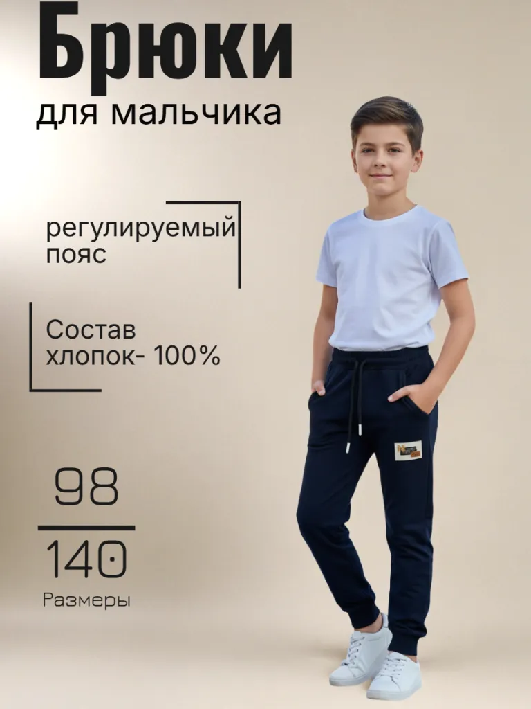 Брюки трикотажные для мальчика (28012иш чёрный)