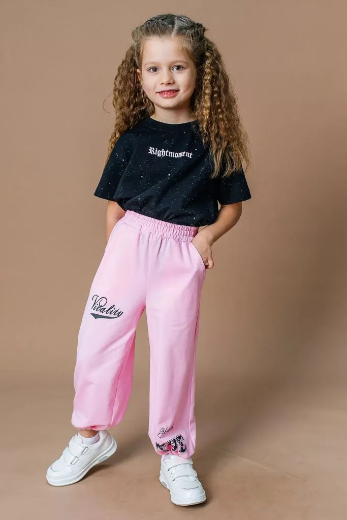 Брюки трикотажные для девочки (19919 розовый)