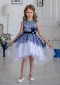 Платье нарядное для девочки (Гламур бел.синий) Платье нарядное для девочки (Гламур бел.синий)