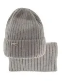 Комплект зимний для девочки (шапка и снуд) (Сицилия серо-бежевый) Комплект зимний для девочки (шапка и снуд) (Сицилия серо-бежевый)