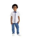Рубашка для мальчика (О46469 бел /синий ) Рубашка для мальчика (О46469 бел /синий )
