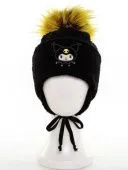 Шапка зимняя для девочки (Куроми помпон 020У черн-желт.) Шапка зимняя для девочки (Куроми помпон 020У черн-желт.)