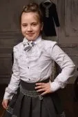 Блузка школьная для девочки (19373 бел/серый)