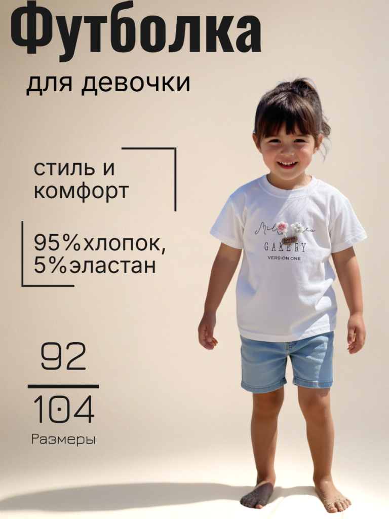 Футболка для девочки (08001су белый)