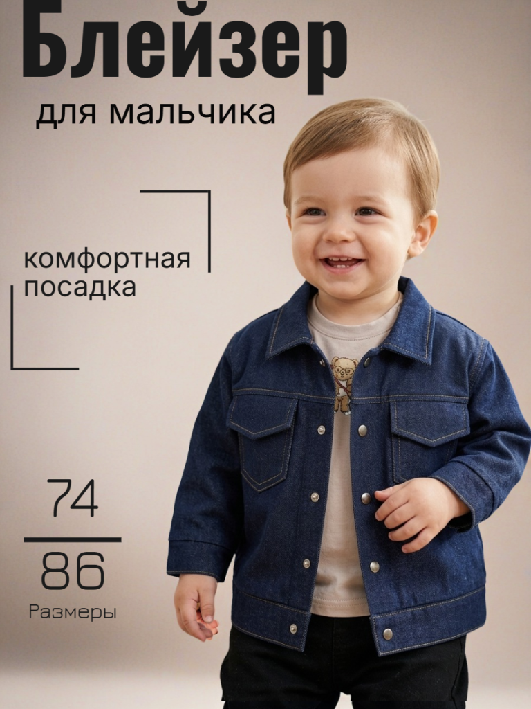 Блейзер для мальчика (К209/00У150д/н синий джинс)