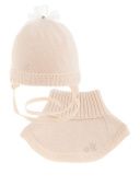 Комплект демисезонный для девочки (шапка и манишка) (Ника бледно-коралловый)