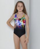 Купальник для девочки (2207 черный/голубой)