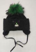 Шапка зимняя для девочки (Куроми помпон 020У черн-зелен.)
