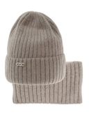 Комплект зимний для девочки (шапка и снуд) (Сицилия темно-бежевый)