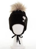 Шапка зимняя для девочки (Снупи помпон 020У черн.)