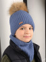 Комплект зимний для мальчика (шапка и шарф-труба) (харлей джинс)