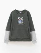 Свитшот для мальчика (252080 серо-зеленый)