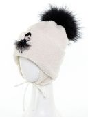 Шапка зимняя для девочки (Уинсдей помпон 020У бел.)